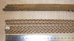In113 Antique Marquetry, Wooden Mosaic Inlay Strip Biedermeier Linings 3 pcs. ca 950 x 7 x 1 mm