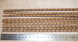 In114 Antique Marquetry, Wooden Mosaic Inlay Strip Biedermeier 3 pcs. ca 950 x 6 x 4 mm