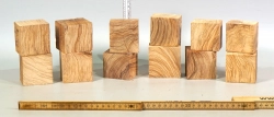 Ol065 Wild-Olivenholz Sortiment 12 Würfel a ca. 60 x 60 x 35-50 mm
