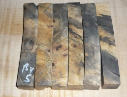 By005 Buckeye Burl 5 x stabilisierte Penblanks m. Fehlern 120 x 20 x 20 mm
